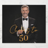 Photo cheers birthday party gold likeurfles etiket (Enkel label)