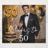 Photo cheers birthday party sparkling wijnetiket (Enkel label)