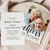 Photo Cheers Black Script 50th Anniversary Party Kaart