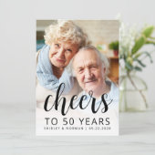 Photo Cheers Black Script 50th Anniversary Party Kaart (Staand voorkant)