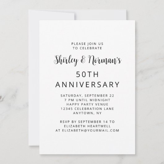 Photo Cheers Black Script 50th Anniversary Party Kaart (Achterkant)