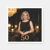 Photo cheers elegant script gold birthday servet (Voorkant)