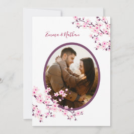 Photo Cherry Blossom Pink White Wedding Kaart