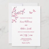 Photo Cherry Blossom Pink White Wedding Kaart (Achterkant)