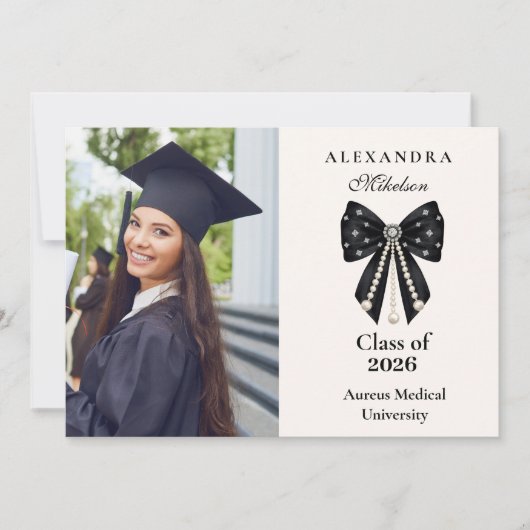Photo Chic Coquette Graduation Celebration Aankondiging (Voorkant)