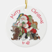 Photo Christmas Custom Cute Santa Animals Cat Keramisch Ornament (Voorkant)