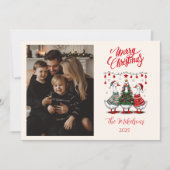 Photo Christmas Geese in Cozy Sweaters Feestdagenkaart (Voorkant)