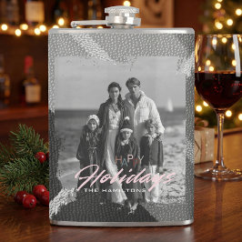 Photo christmas Happy Holiday vinyl wrapped  Flask Heupfles