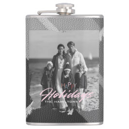 Photo christmas Happy Holiday vinyl wrapped Flask Heupfles