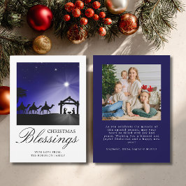 Photo Christmas Nativity Scene Christian Blessing Feestdagenkaart