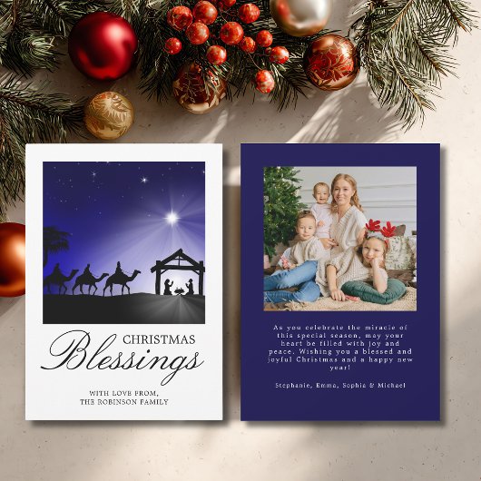 Photo Christmas Nativity Scene Christian Blessing Feestdagenkaart