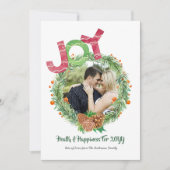 PHOTO Christmas New Years JOY WREATH Personalized Feestdagenkaart (Voorkant)