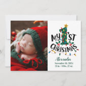 Photo Christmas Tree Lights First Christmas Feestdagenkaart (Voorkant)