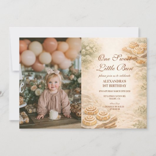 Photo Cinnamon Bakery Little Bun 1st Birthday Kaart (Voorkant)