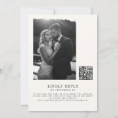 Photo classic black and ivory QR code RSVP wedding Kaart (Achterkant)