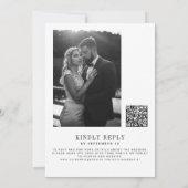 Photo classic black and white QR code RSVP wedding Kaart (Achterkant)