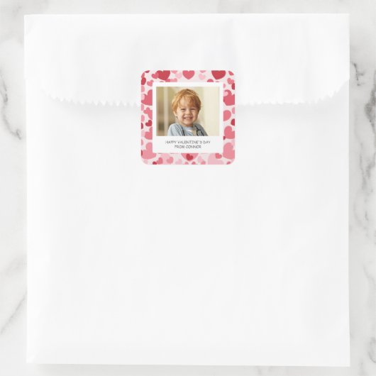 Photo Classroom Valentine Personalized Vierkante Sticker (Tas)