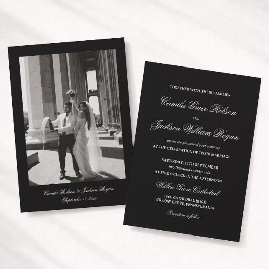 Photo Classy Black Wedding  Kaart