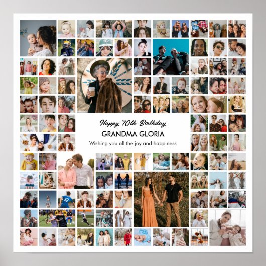 Photo Collage 100 Pictures Birthday Gift Square Poster (Voorkant)