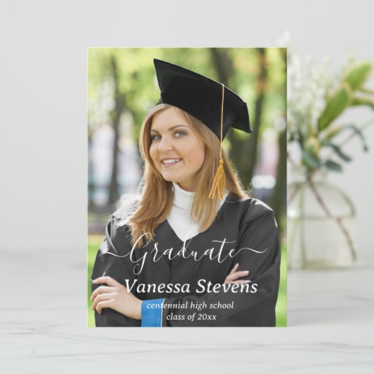 Photo Collage Afstuderen Aankondiging Kaarten (Staand voorkant)