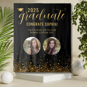 Photo Collage Afstuderen Booth Gold Achtergrond Wandkleed