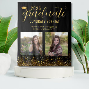 Photo Collage Afstuderen Booth Gold Achtergrond Wandkleed