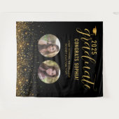 Photo Collage Afstuderen Booth Gold Achtergrond Wandkleed (Voorkant (horizontaal))