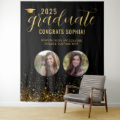 Photo Collage Afstuderen Booth Gold Achtergrond Wandkleed (In situ)