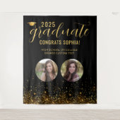 Photo Collage Afstuderen Booth Gold Achtergrond Wandkleed (Voorkant)