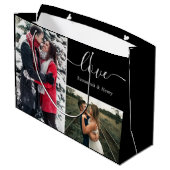 Photo Collage Black Love Script Groot Cadeauzakje (Achterkant Gekanteld)