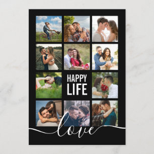 Photo Collage Black Wedding Program Programmakaart