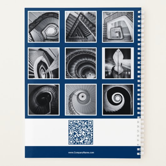 Photo Collage Blauw Wit Kleine Bedrijfsplanner Planner (Achterkant)