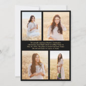 Photo Collage & Captions Black & Gold Graduation Aankondiging (Achterkant)