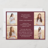Photo Collage & Captions Maroon & White Graduation Aankondiging (Achterkant)
