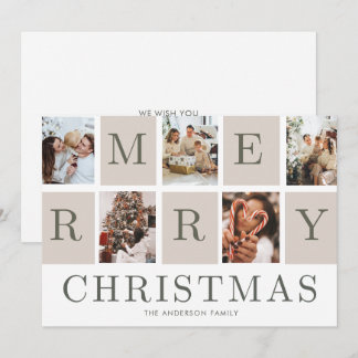 Photo Collage Christmas Family Holiday Card Kaart