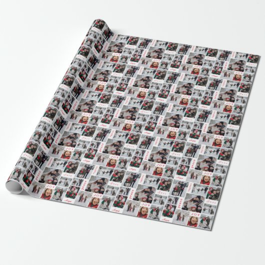 Photo Collage Christmas Wrapping Paper Cadeaupapier (Uitgerold)