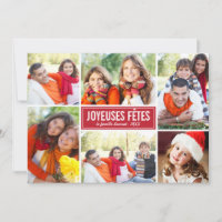 Photo Collage de Noël Carte de Voeux | en Rouge