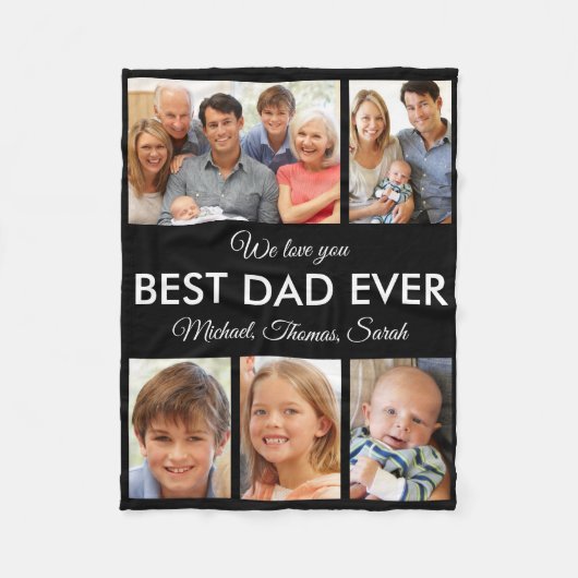Photo Collage Fathers Day Best Dad Ever Fleece Deken (Voorkant)