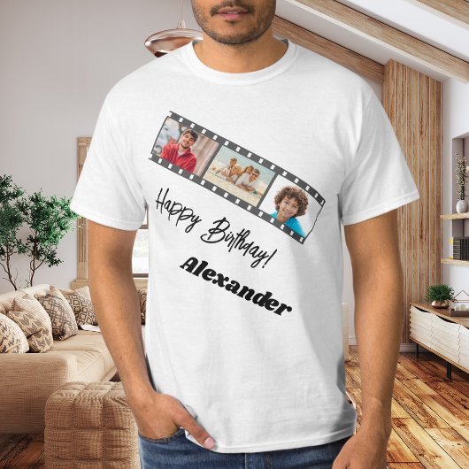 Photo collage film name birthday guy t-shirt