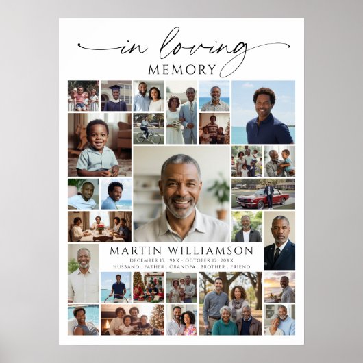 Photo Collage Funeral Celebration of Life Welcome Poster (Voorkant)