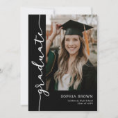 Photo Collage Graduate Graduation Party Invitation Kaart (Voorkant)