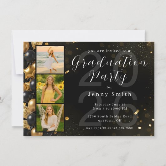 Photo Collage Graduation Party Invitation Kaart (Voorkant)