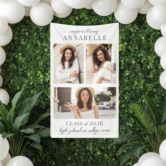 Photo Collage Graduation Party Sign Spandoek