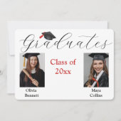 Photo Collage Graduation Party voor 2 afgestudeerd Kaart (Voorkant)