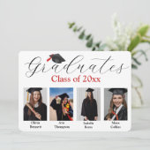Photo Collage Graduation Party voor 4 afgestudeerd Kaart (Staand voorkant)