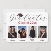 Photo Collage Graduation Party voor 4 afgestudeerd Kaart (Voorkant)