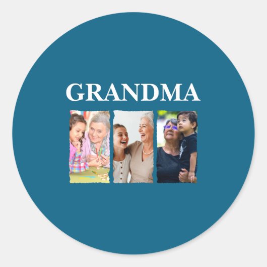 Photo Collage Grandma D Family _1  Ronde Sticker (Voorkant)