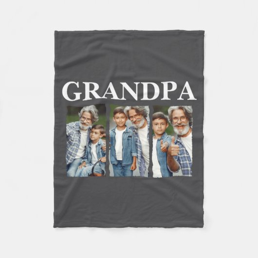 Photo Collage Grandpa D Gift  Fleece Deken (Voorkant)