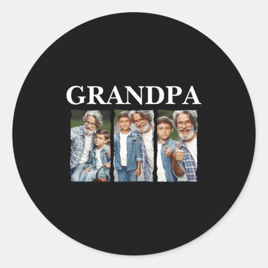 Photo Collage Grandpa D Gift  Ronde Sticker (Voorkant)