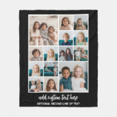 Photo Collage Grid - 14 foto's script - zwart Fleece Deken (Voorkant)